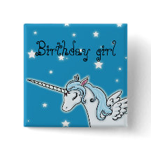 Chica azul y blanco del cumpleaños del unicornio