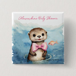 Chapa Cuadrada Chica Baby Otter Baby Shower