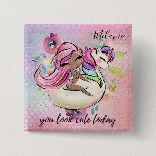 Chapa Cuadrada Chica Bonita TE VES CUCI HOY Unicornio Rosa