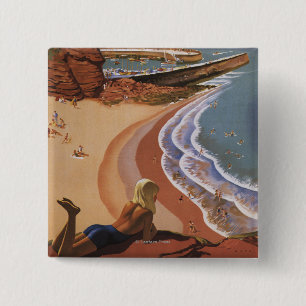 Chapa Cuadrada Chica británico de los ferrocarriles que mira