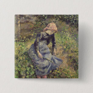 Chapa Cuadrada Chica con un palillo, 1881 de Camille Pissarro el