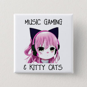 Chapa Cuadrada Chica de Anime Gaming de Música y Gato Gatito Gati
