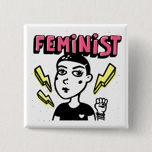 Chapa Cuadrada Chica de arte pop feminista