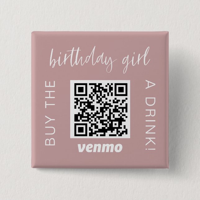 Chapa Cuadrada Chica De Cumpleaños Código QR Comprar Una Bebida C (Anverso)