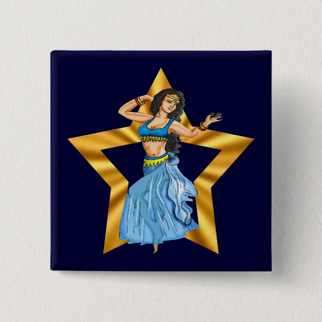 Chapa Cuadrada Chica de danza del vientre de la estrella (Anverso)