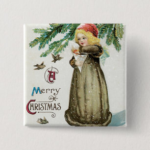 Chapa Cuadrada "Chica de las Felices Navidad"