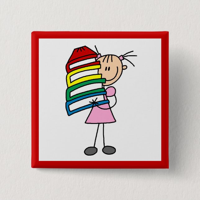 Chapa Cuadrada Chica de Palitos con Libros (Anverso)