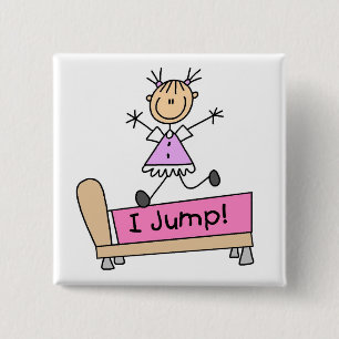Chapa Cuadrada Chica de palitos saltando en la cama