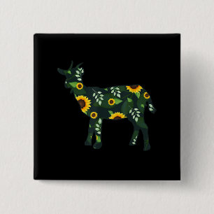 Chapa Cuadrada Chica del girasol Floral Goat Kid Hawaii