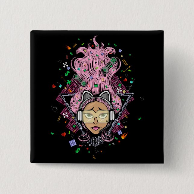 Chapa Cuadrada Chica Gamer (Anverso)