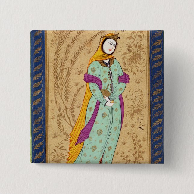 Chapa Cuadrada Chica que sostiene un buque del vino y una pera, (Anverso)