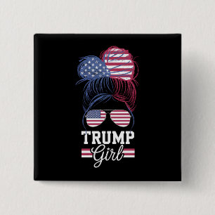 Chapa Cuadrada Chica Trump Pelo Desordenado USA 47 Presidente