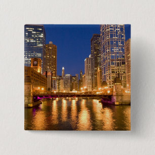 Chapa Cuadrada Chicago, Illinois, Skyline y Chicago River at