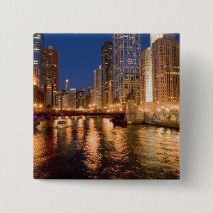 Chapa Cuadrada Chicago, Illinois, Skyline y Chicago River at 2