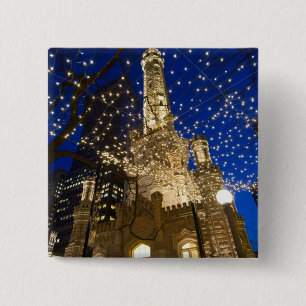 Chapa Cuadrada Chicago, Illinois, torre de agua vieja con día de