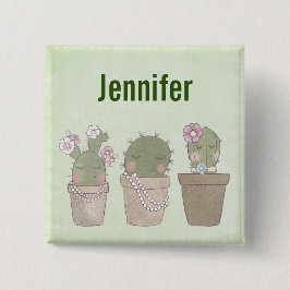 Chapa Cuadrada Chicas Cute Cactus Con Joyería