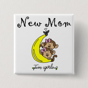 Chapa Cuadrada Chicas gemelos camisetas y regalos de nueva mamá