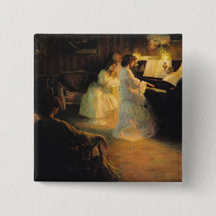 Chapa Cuadrada Chicas jóvenes en un piano, 1906