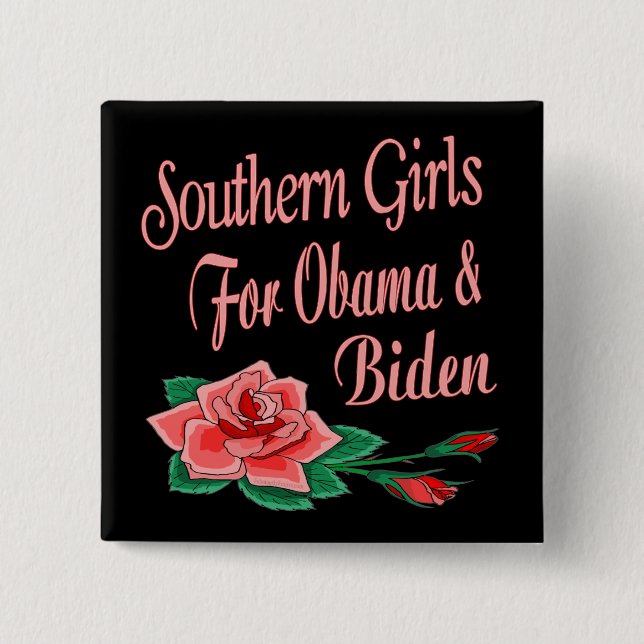 Chapa Cuadrada Chicas meridionales para Obama Biden (Anverso)