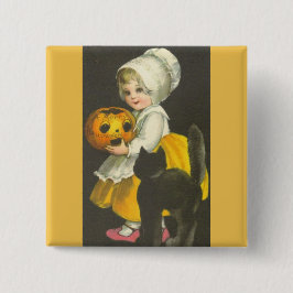Chapa Cuadrada Chicas Vintage Halloween Tema Pin Button Badge