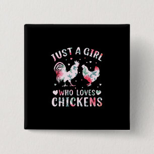 Chapa Cuadrada Chicken Lover   Chica que ama a las gallinas