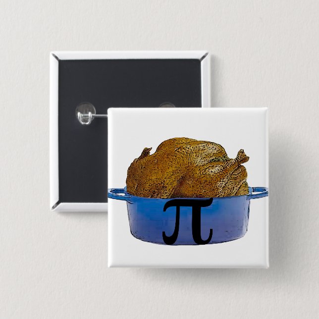 Chapa Cuadrada Chicken Pot Pi Button (Anverso y reverso)