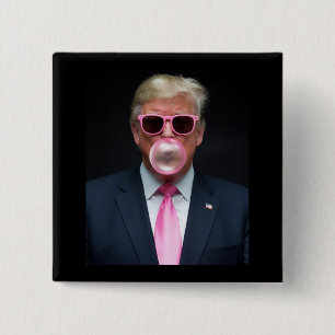 Chapa Cuadrada Chicle Rosado Trump Presidente 47 EE. UU.