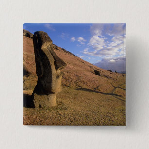 Chapa Cuadrada Chile, Isla de Pascua. Ladera con Moai