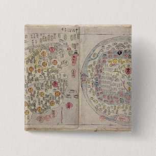 Chapa Cuadrada Chino mapa del mundo coreano