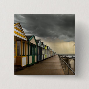 Chapa Cuadrada Chozas de la playa en una tormenta el Southwold