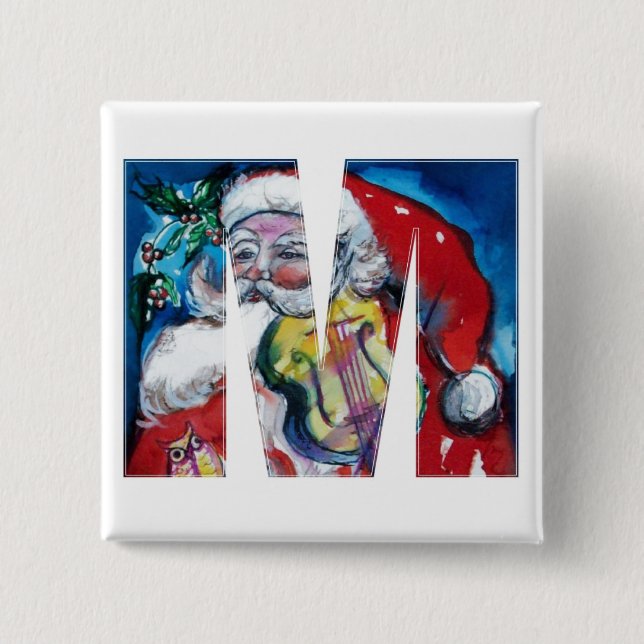 CHAPA CUADRADA CHRISTMAS M LETTER / SANTA  WITH VIOLIN MONOGRAM (Anverso)
