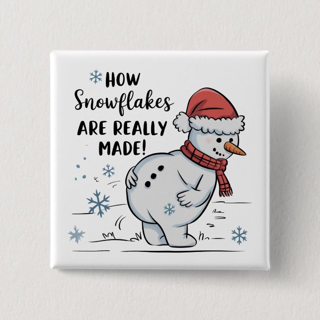 Chapa Cuadrada Christmas Snowman How Snowflakes Are Really Made  (Anverso)