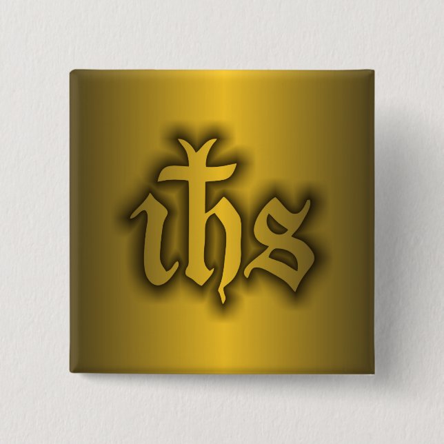 Chapa Cuadrada Christogram (IHS) Gold (Anverso)