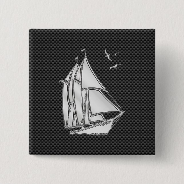 Chapa Cuadrada Chrome como Regatta Sailboat en decoración de fibr (Anverso)