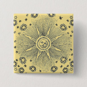 Chapa Cuadrada Cielo Nocturno Antiguo Estrellas Sol Zodiaco Medie