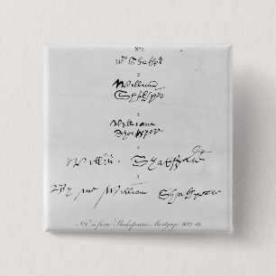 Chapa Cuadrada Cinco autógrafos auténticos de William Shakespea