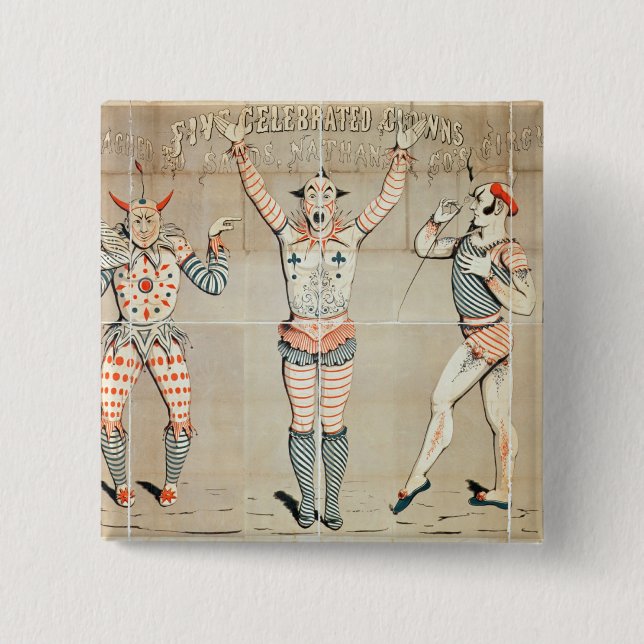 Chapa Cuadrada Cinco payasos celebrados atados a las arenas (Anverso)