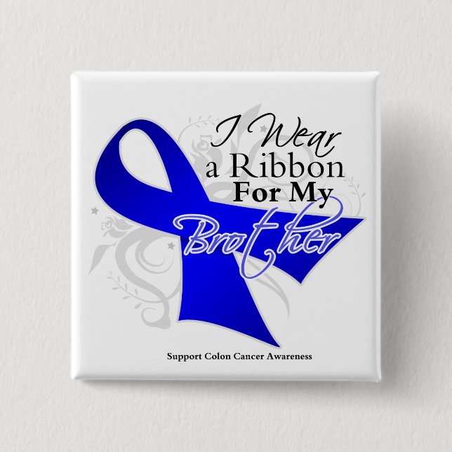 Chapa Cuadrada Cinta azul hermano - Cáncer de colon (Anverso)