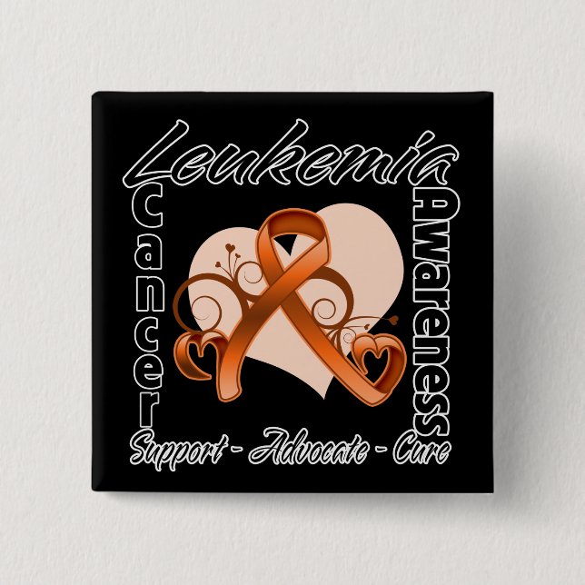 Chapa Cuadrada Cinta cardíaca - Conciencia sobre la leucemia (Anverso)