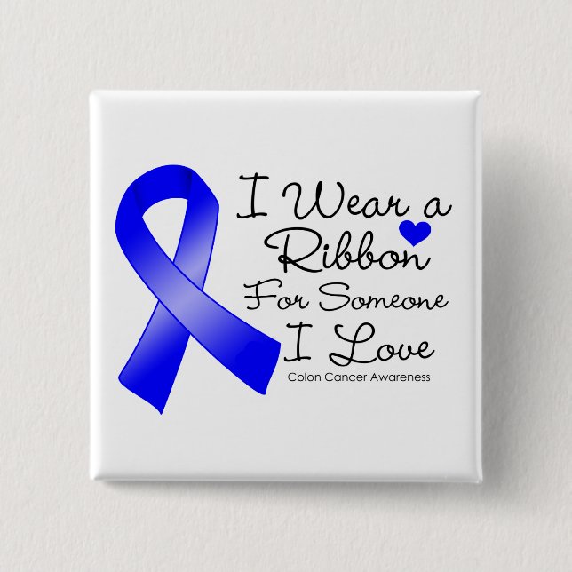 Chapa Cuadrada Cinta de cáncer de colon que me encanta (Anverso)
