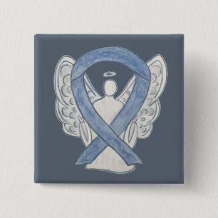 Chapa Cuadrada Cinta de concientización gris Angel Personalizados