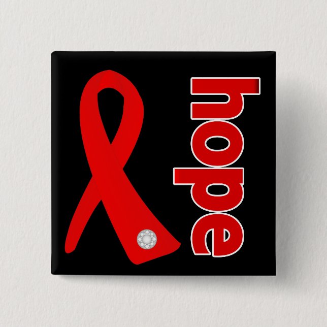 Chapa Cuadrada Cinta de esperanza de cáncer de sangre (Anverso)