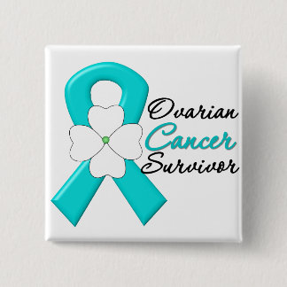 Chapa Cuadrada Cinta de flores para sobrevivientes de cáncer de o