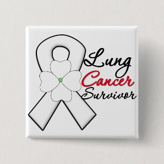 Chapa Cuadrada Cinta de flores para sobrevivientes de cáncer de p