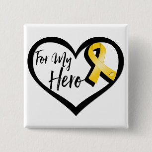 Chapa Cuadrada Cinta de la conciencia del oro para mi héroe