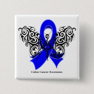 Chapa Cuadrada Cinta de mariposa tribal de cáncer de colon