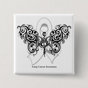 Chapa Cuadrada Cinta de mariposa tribal de cáncer de pulmón