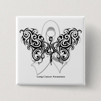 Chapa Cuadrada Cinta de mariposa tribal de cáncer de pulmón