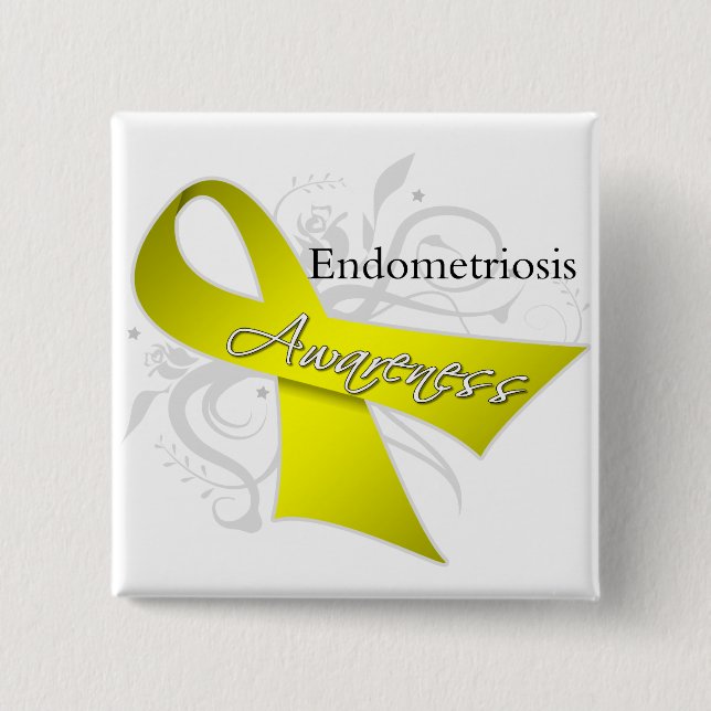 Chapa Cuadrada Cinta de sensibilización sobre la endometriosis (Anverso)