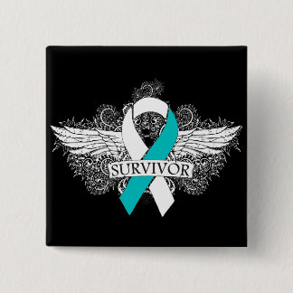 Chapa Cuadrada Cinta de SURVIVOR alada del cáncer cervical